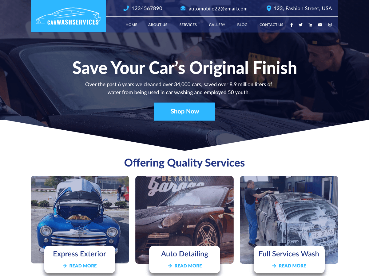 screenshot-1006 Car Wash Services WordPress 主题