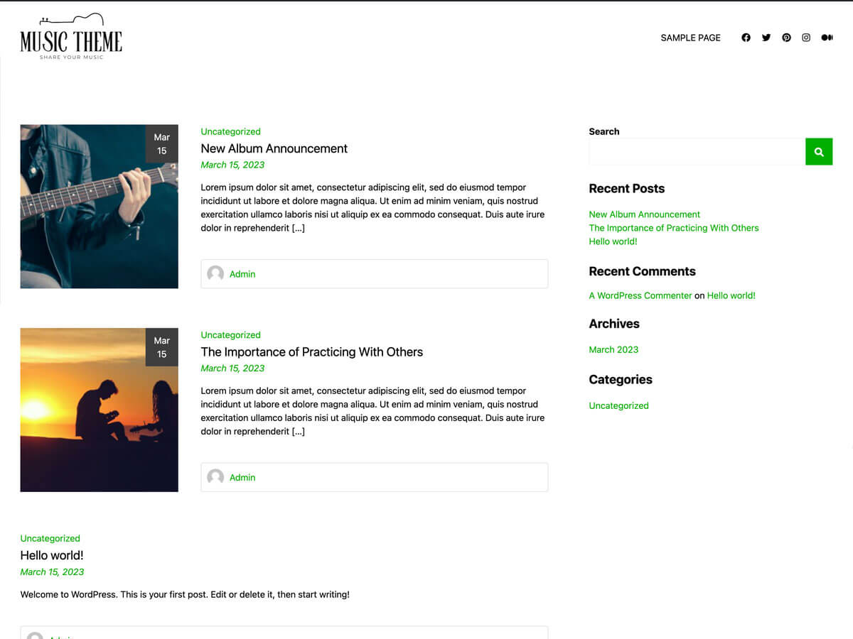 screenshot-1025 Music Blog WordPress 主题
