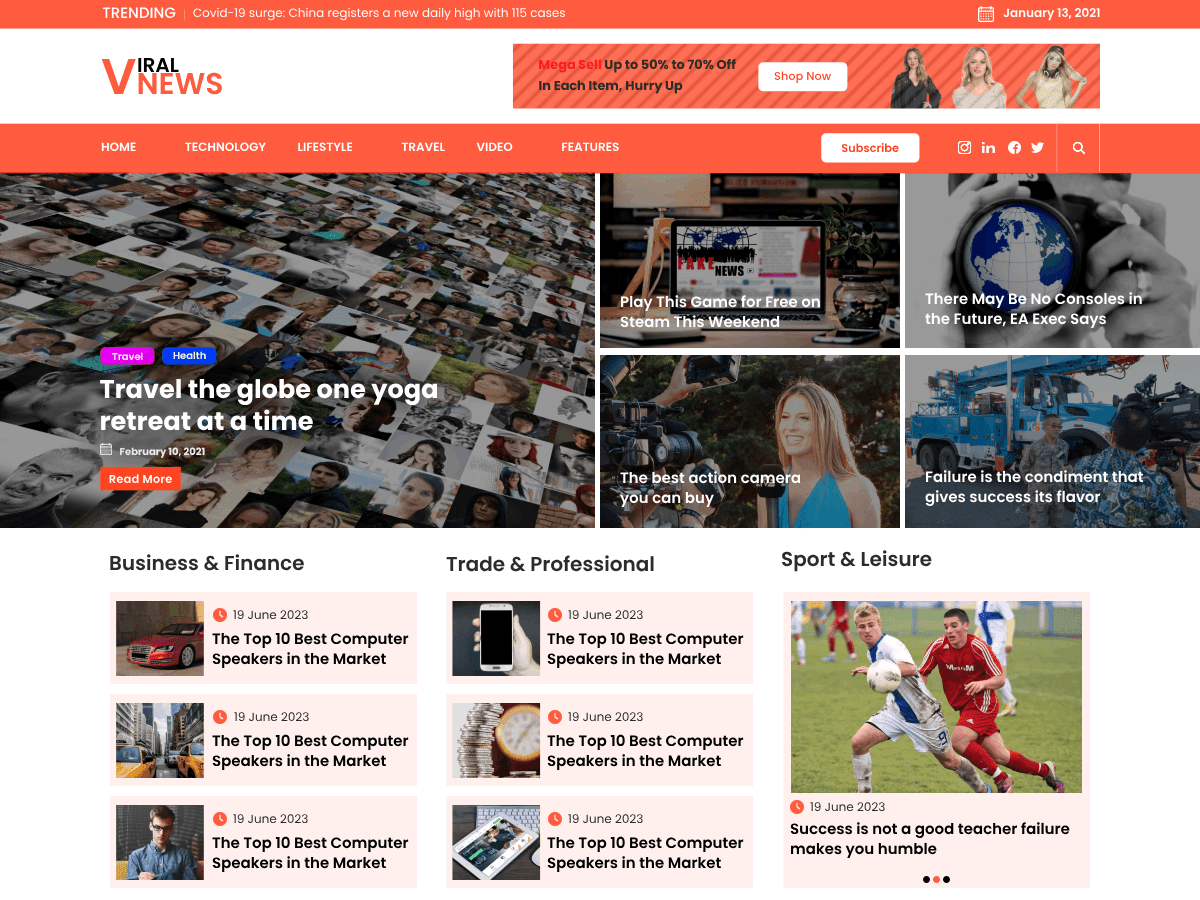 Viral News Center WordPress 主题
