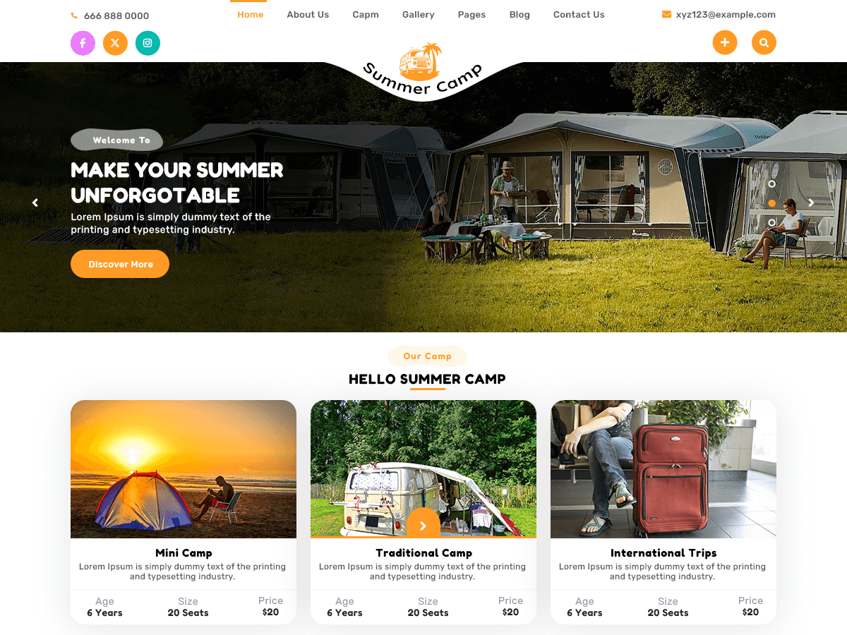 Summer Camp WordPress 主题