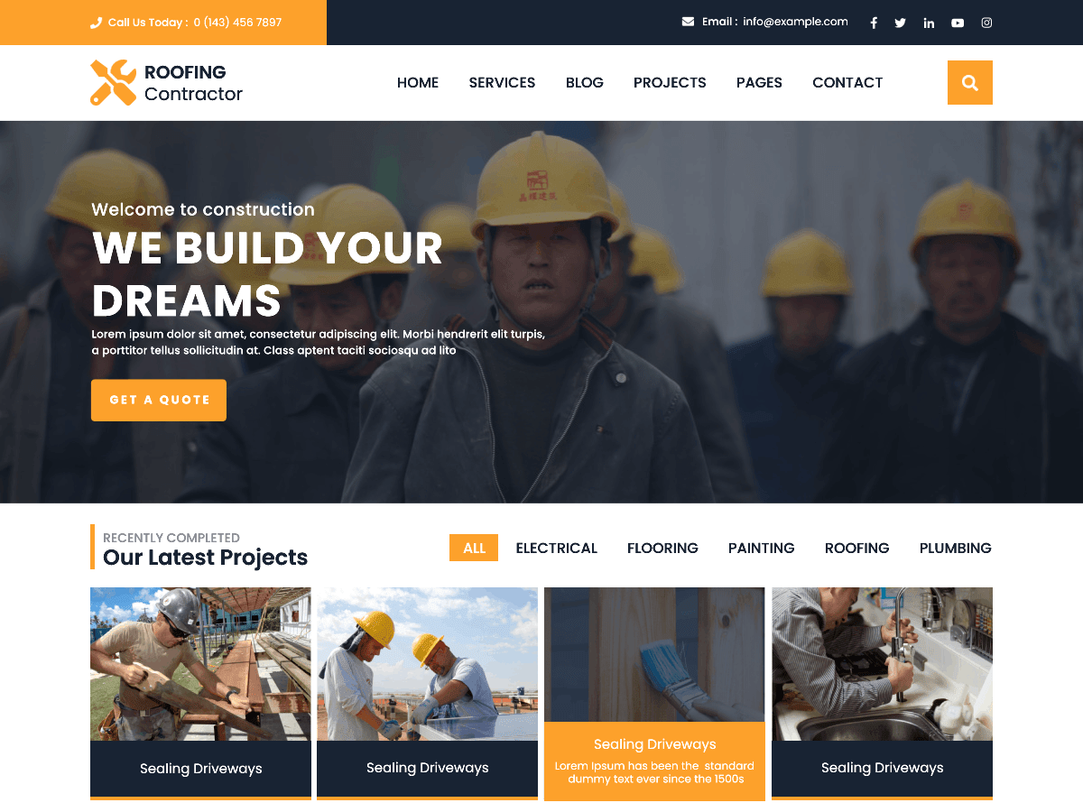 screenshot-172 Roofing Contractor WordPress 主题