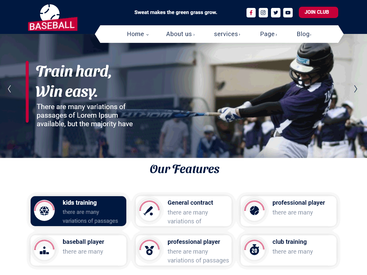 screenshot-241 Baseball Club WordPress 主题