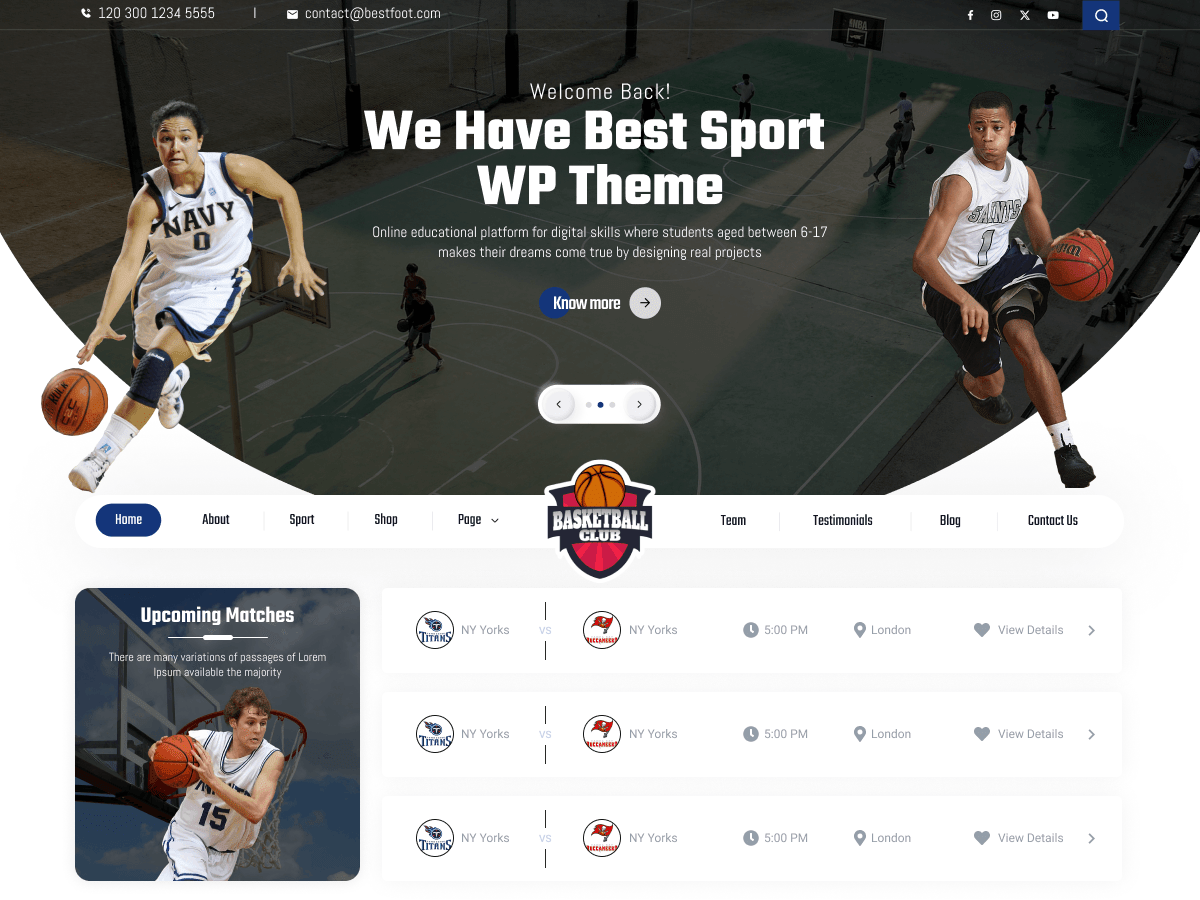 Basketball Club WordPress 主题
