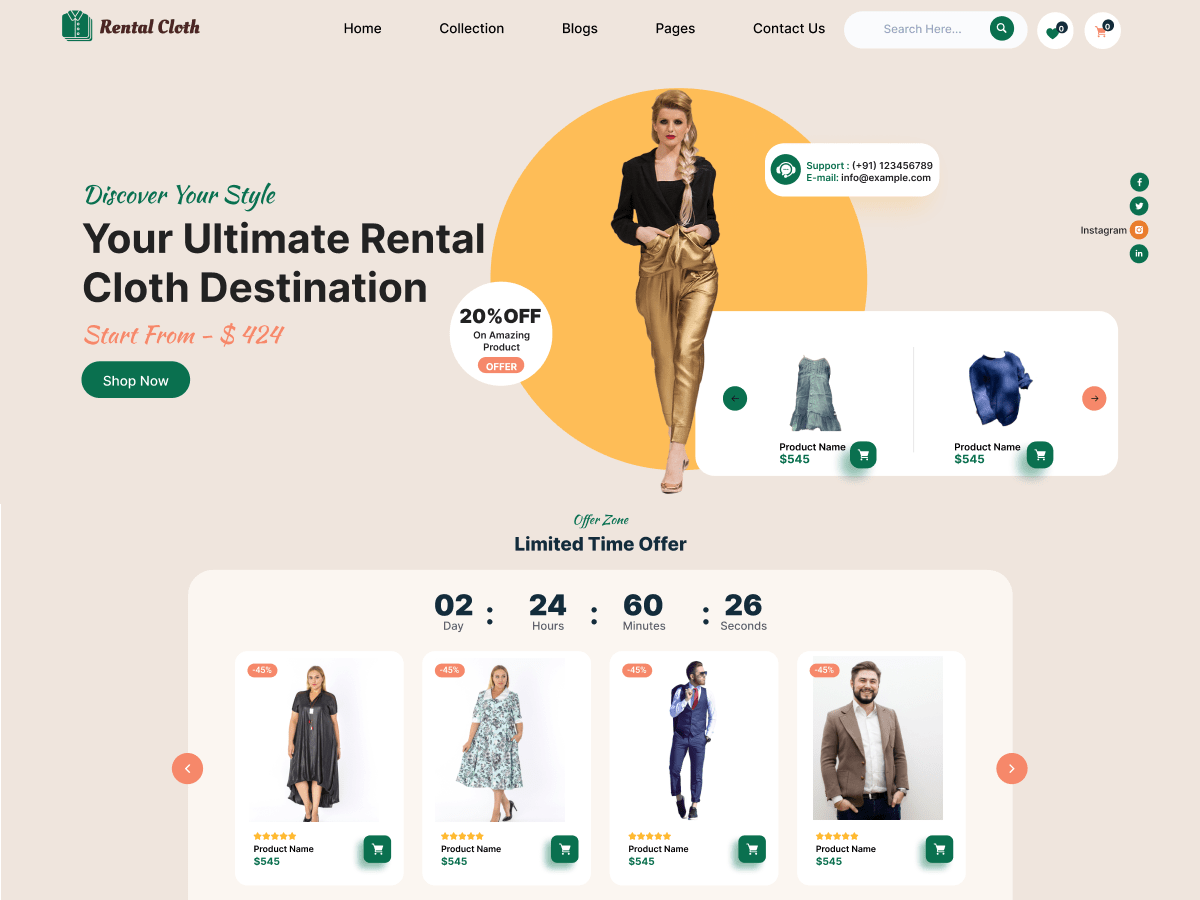 Cloth Rental Shop WordPress 主题