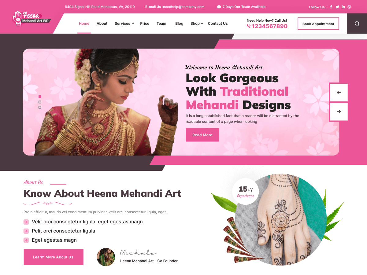 Mehndi Tattoo Artist WordPress 主题