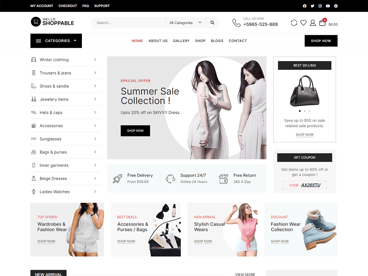 Hello Shoppable WordPress 主题