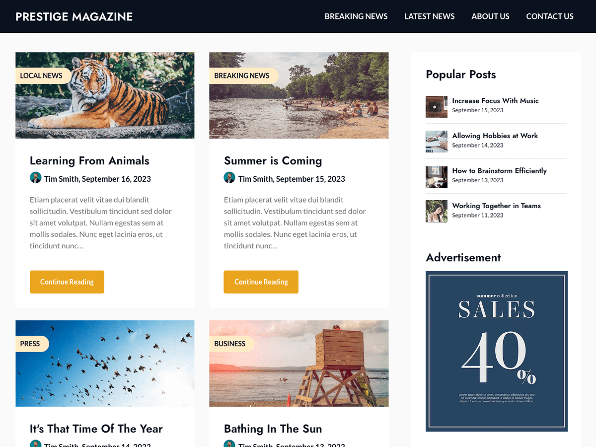 Prestige Magazine WordPress 主题