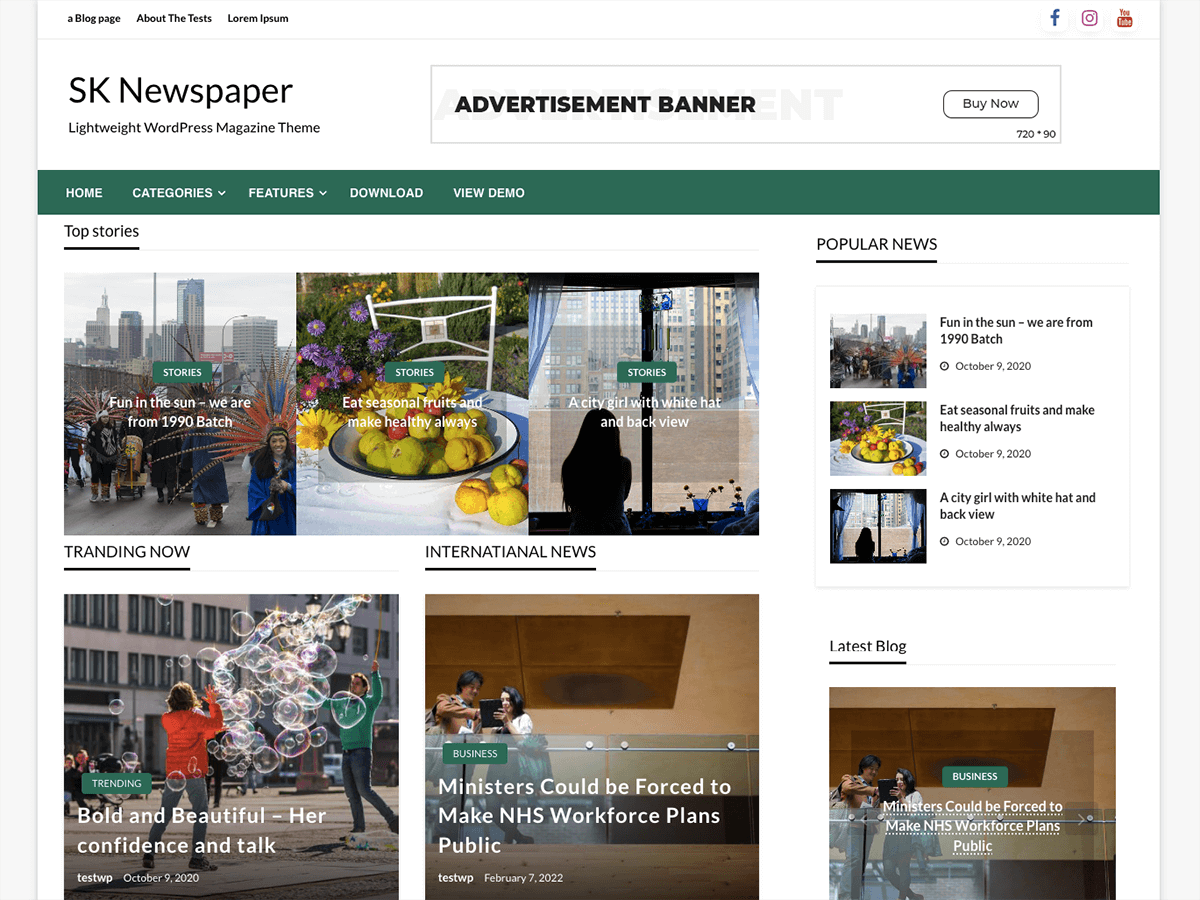 SK Newspaper WordPress 主题