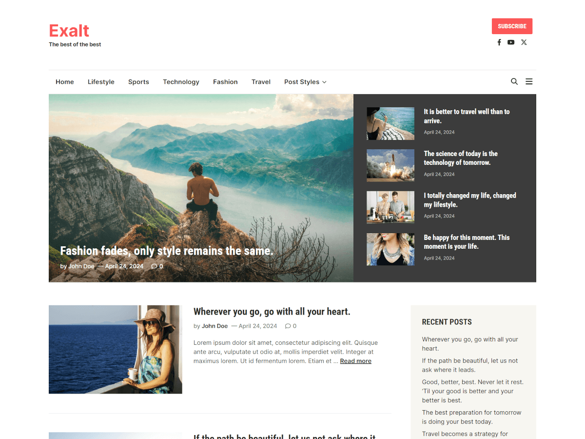 Exalt WordPress 主题
