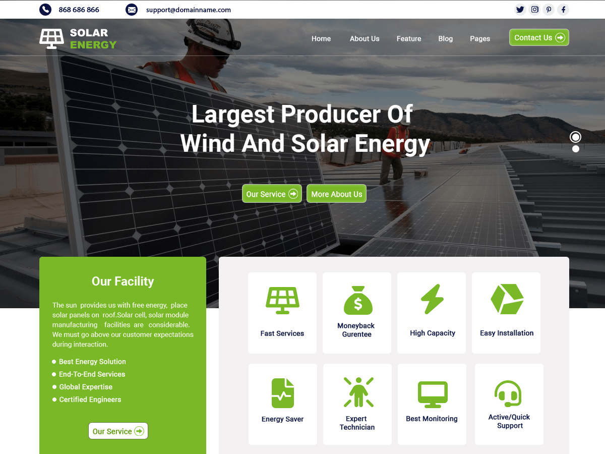 Solar Services WordPress 主题