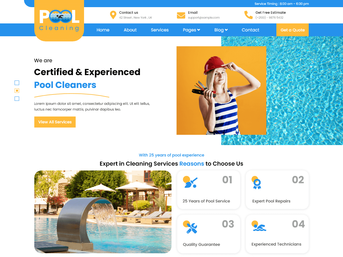 Swimming Pool Cleaning WordPress 主题