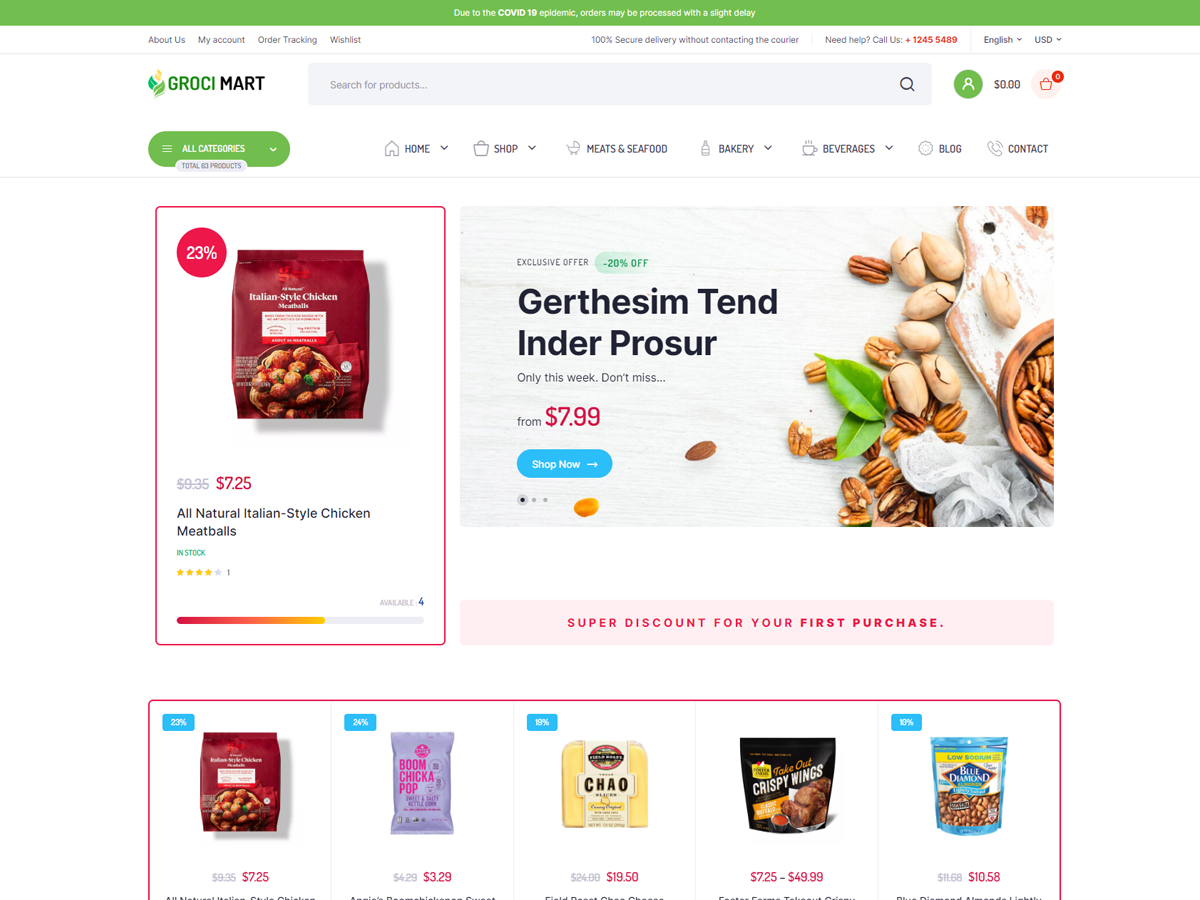 screenshot-677 Organic Food Store WordPress 主题