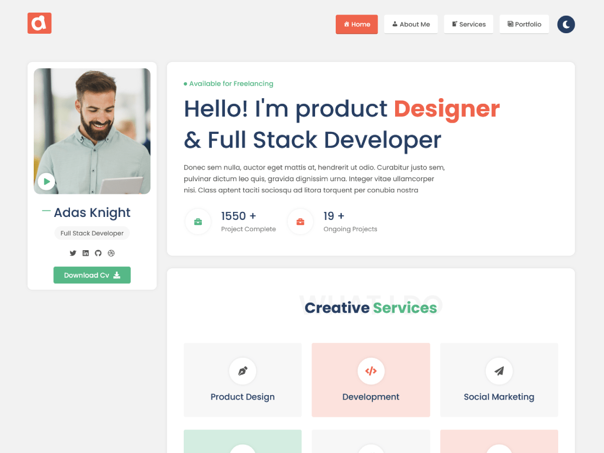 Adas Portfolio WordPress 主题