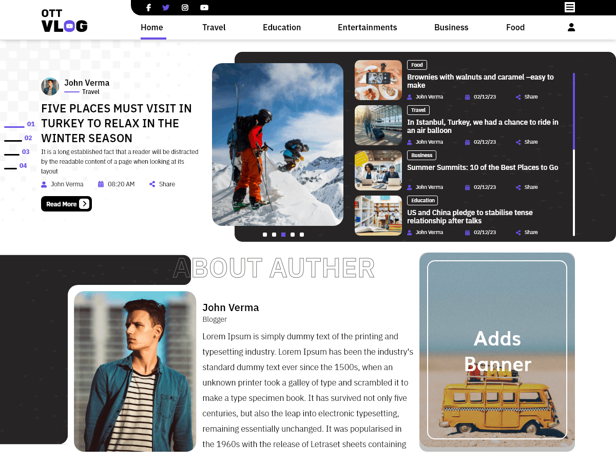 OTT Vlogger WordPress 主题