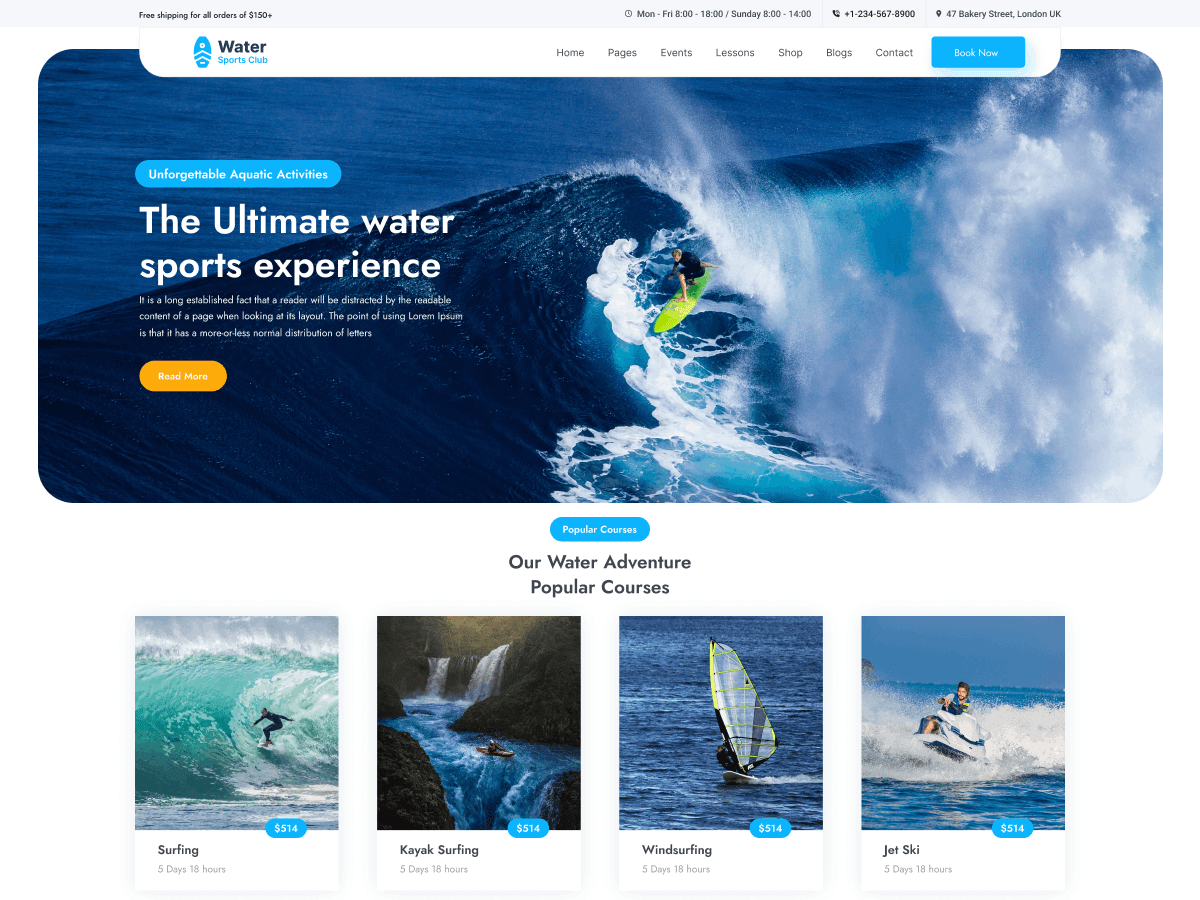 Water Sports Rental WordPress 主题