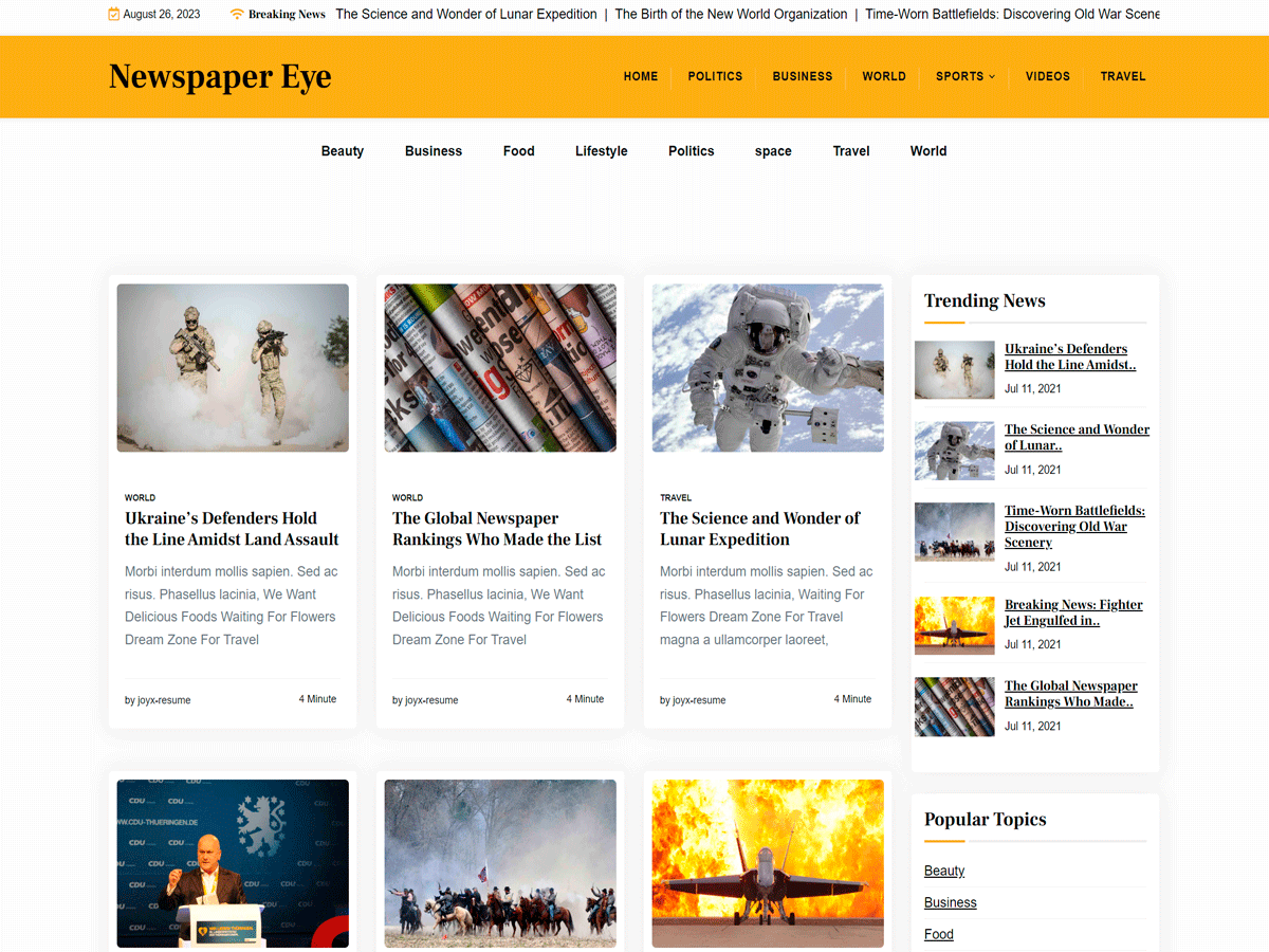 Newspaper Eye WordPress 主题