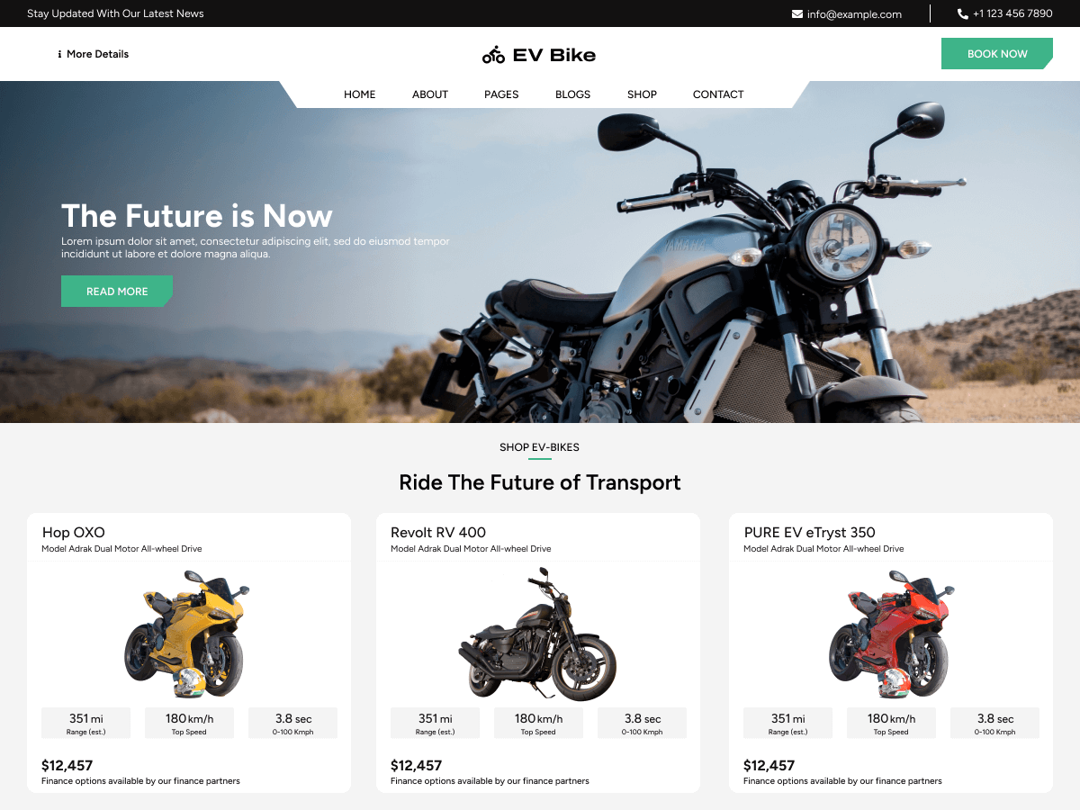 EV Bike Shop WordPress 主题