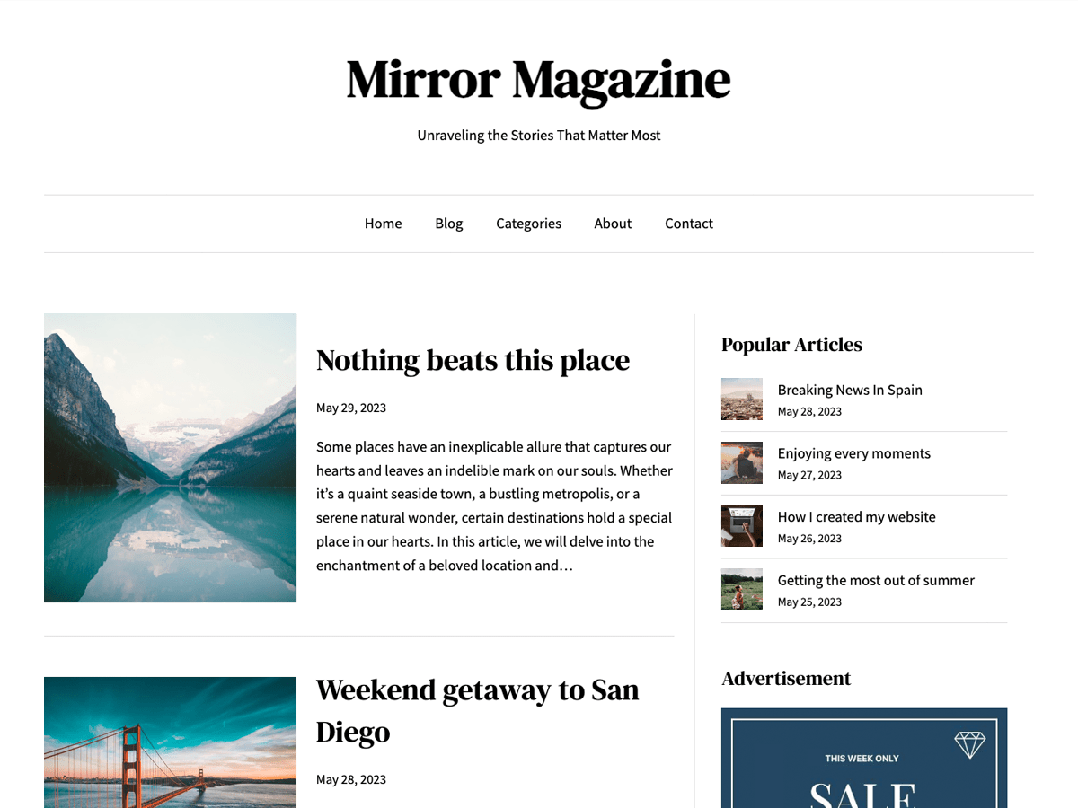 Mirror Magazine WordPress 主题