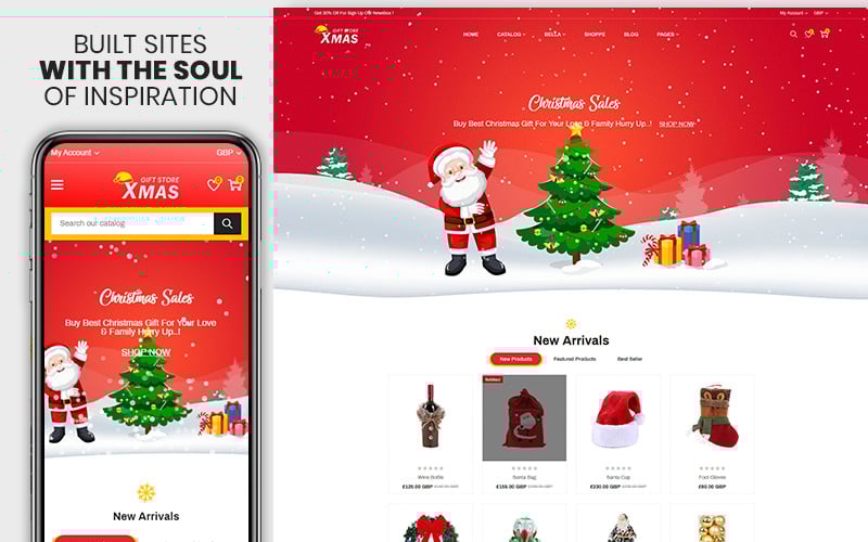 圣诞-圣诞礼物和装饰品Shopify主题 #143357
