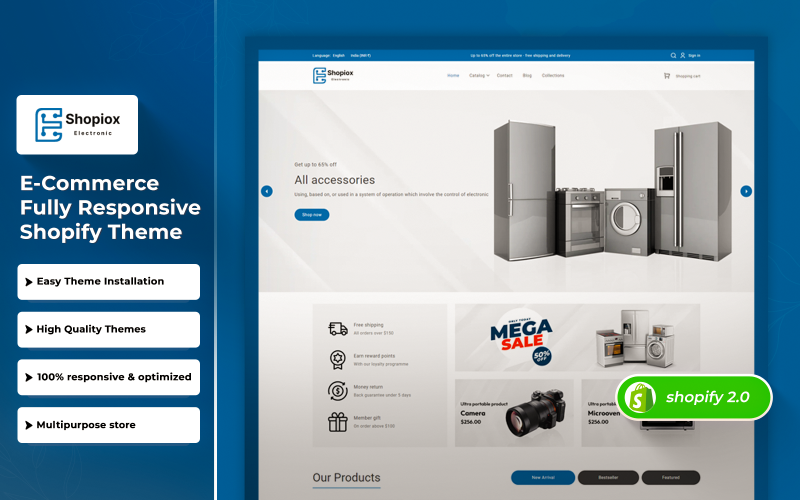 Shopiox-电子和快餐响应式 Shopify 2.0 主题 #318769