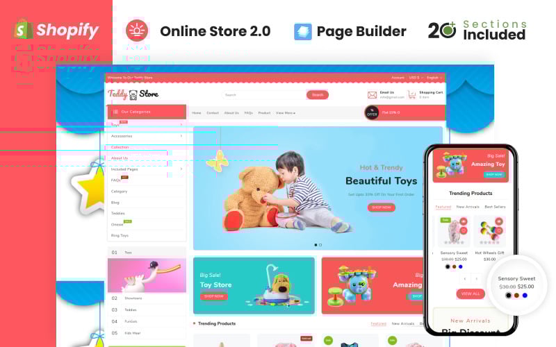 泰迪玩具和服装店Shopify主题 #146672