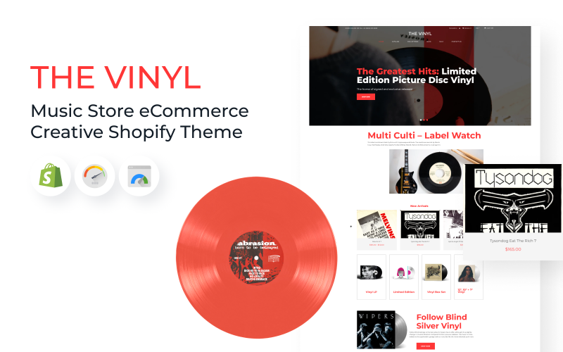 The Vinyl - 音乐商店电子商务创意 Shopify 主题 #83973