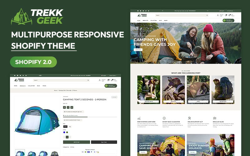 Trekk Geek - 探险旅行徒步露营商店多用途 Shopify 2.0 响应式主题