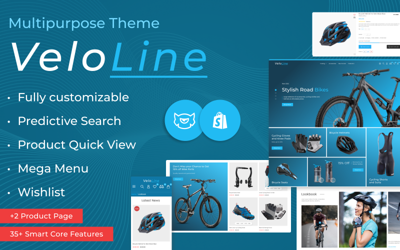 VeloLine - 运动、自行车、旅行、Moto Shopify 2.0 商店