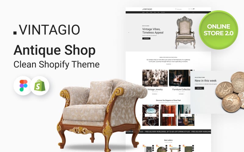 Vintagio - 古董店清洁在线商店 2.0 Shopify 主题 #79860