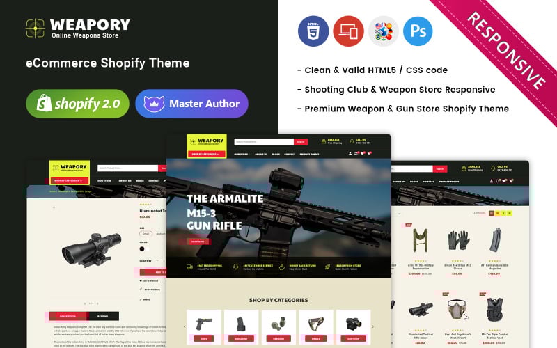 Weapory - 武器商店和枪支商店 Shopify 主题 #255624