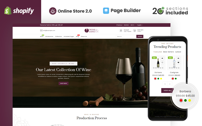 Wine&Dine 响应式 Shopify 主题 #258390
