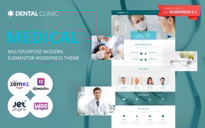 牙科-医疗多用途现代WordPress Elementor主题 #54990