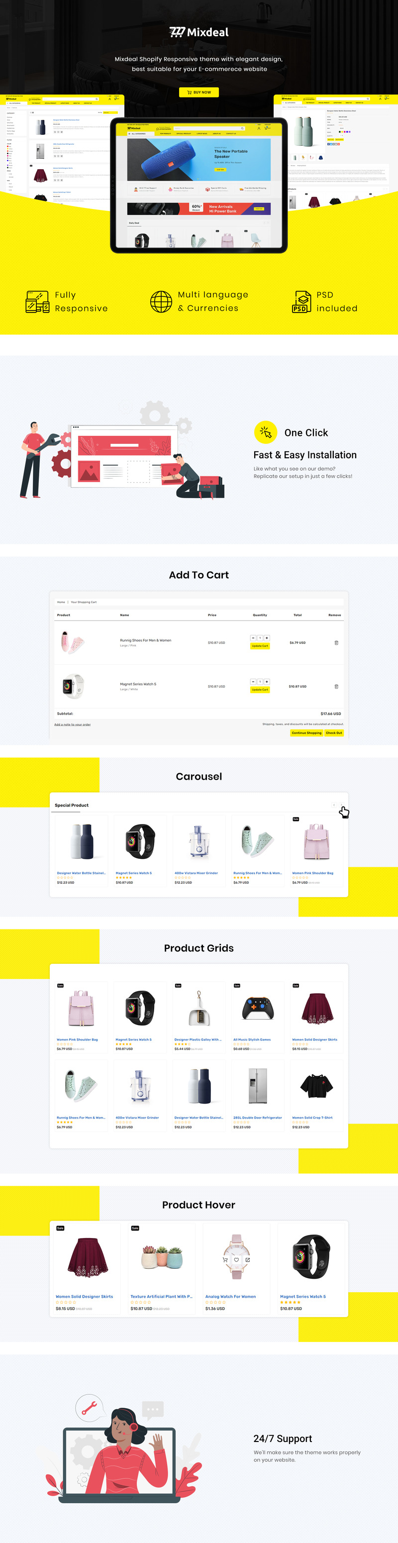 Mixdeal-最小的现代Shopify主题 #164456