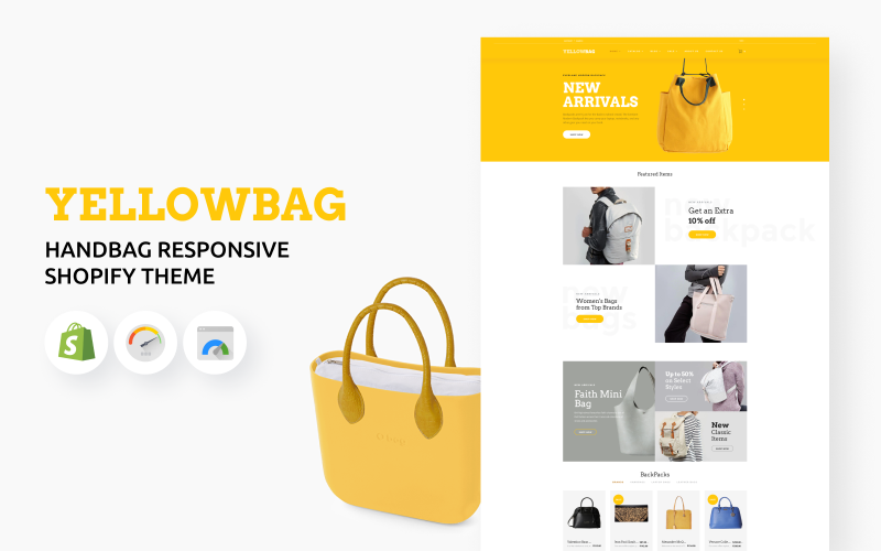 YellowBag - 手提包响应式 Shopify 主题 #64865