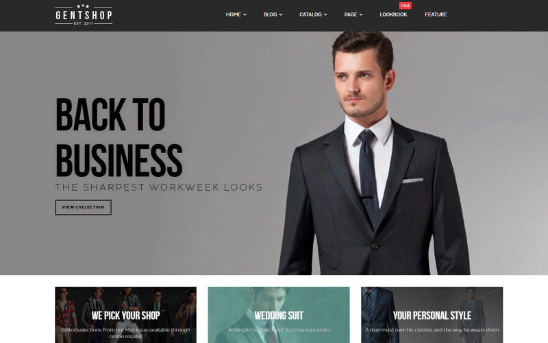 优雅 - 办公室男士时尚 Shopify 主题 #190832