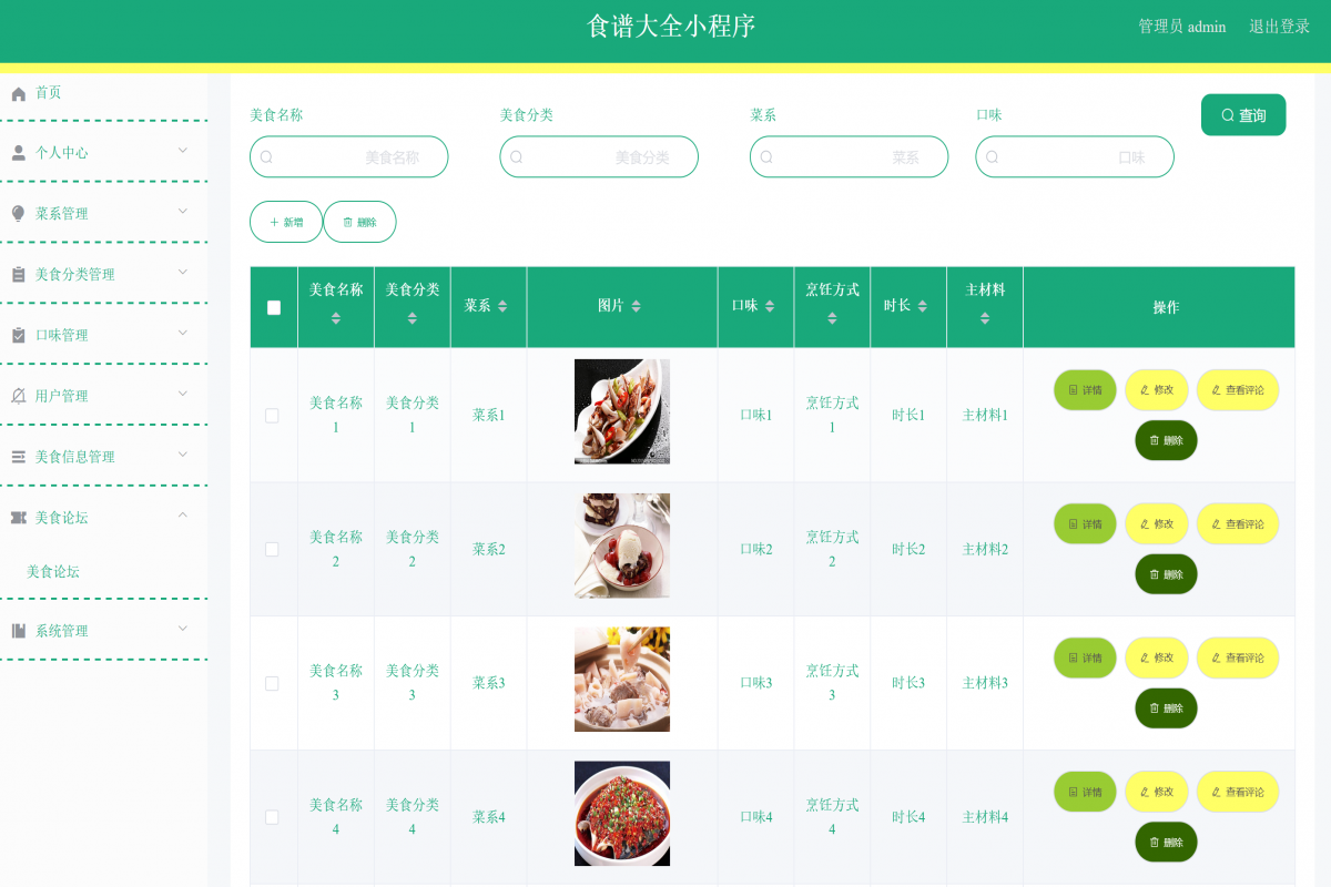 基于微信小程序食谱大全系统