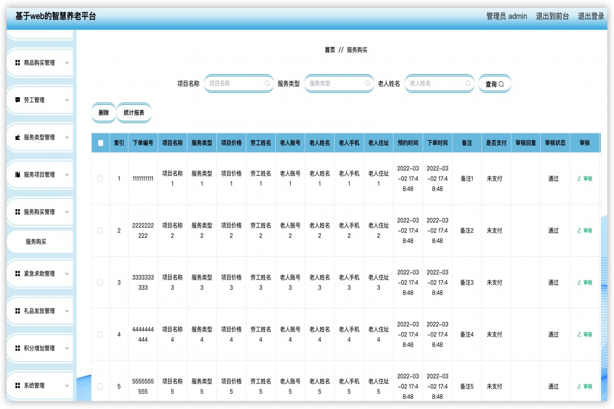 基于java智慧养老管理系统