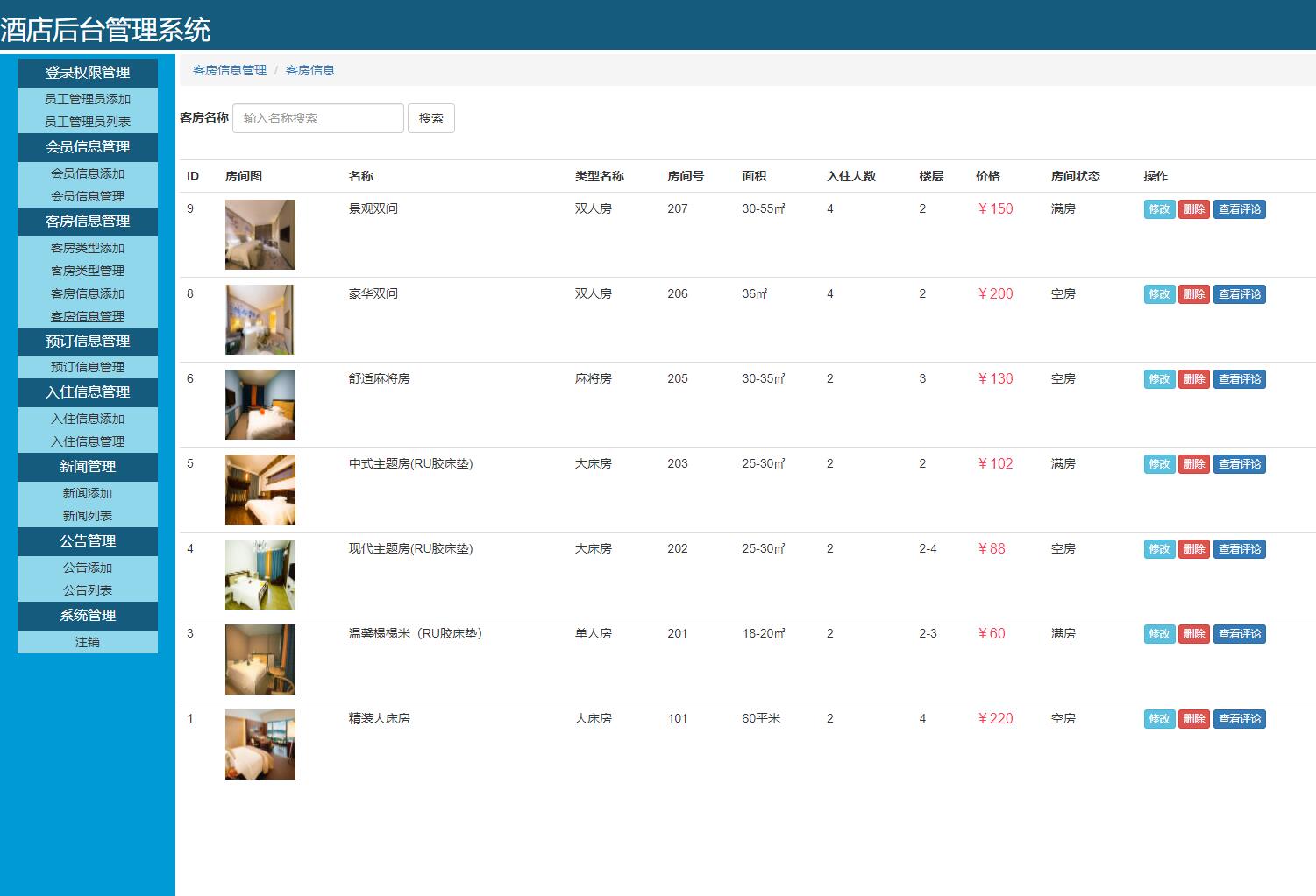 基于php酒店在线预定管理系统