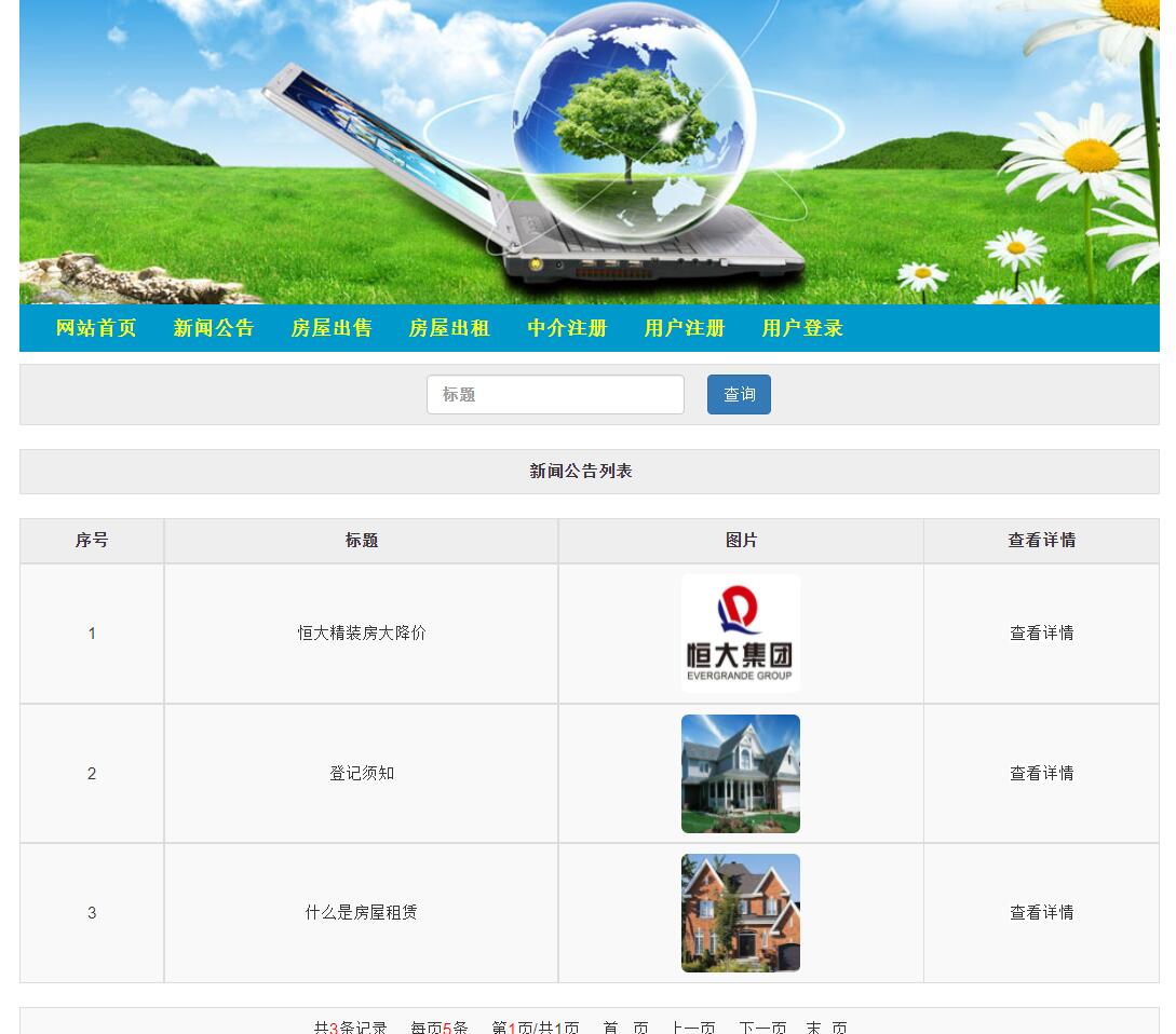 基于ssm房屋出售租赁管理系统