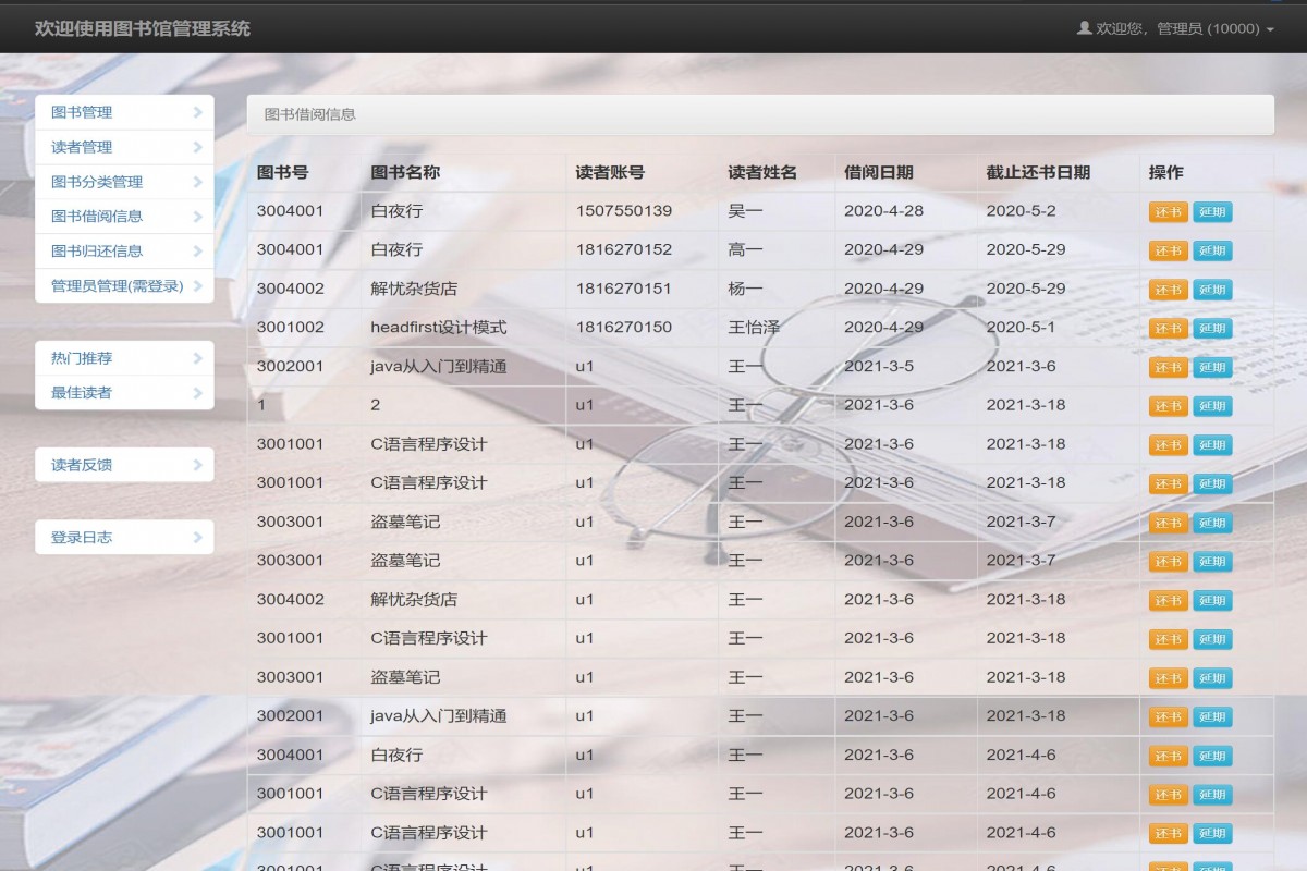 基于java(ssm)图书馆借阅管理系统