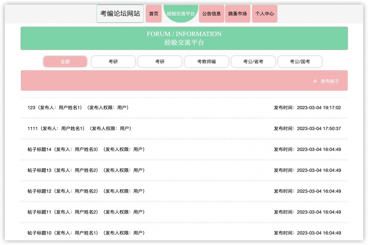 基于java(springboot)考编论坛管理系统