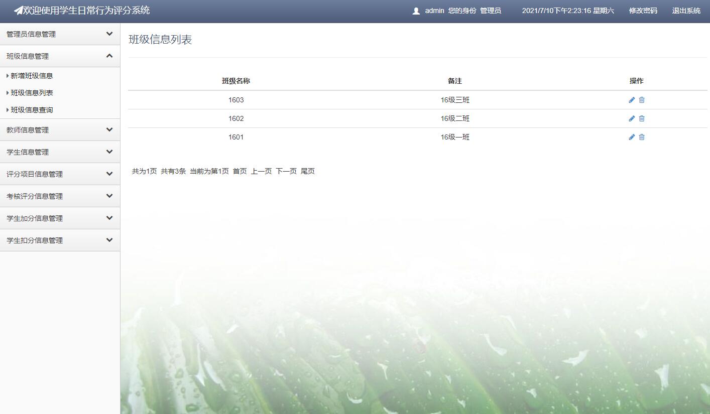 基于java学生日常行为评分管理系统