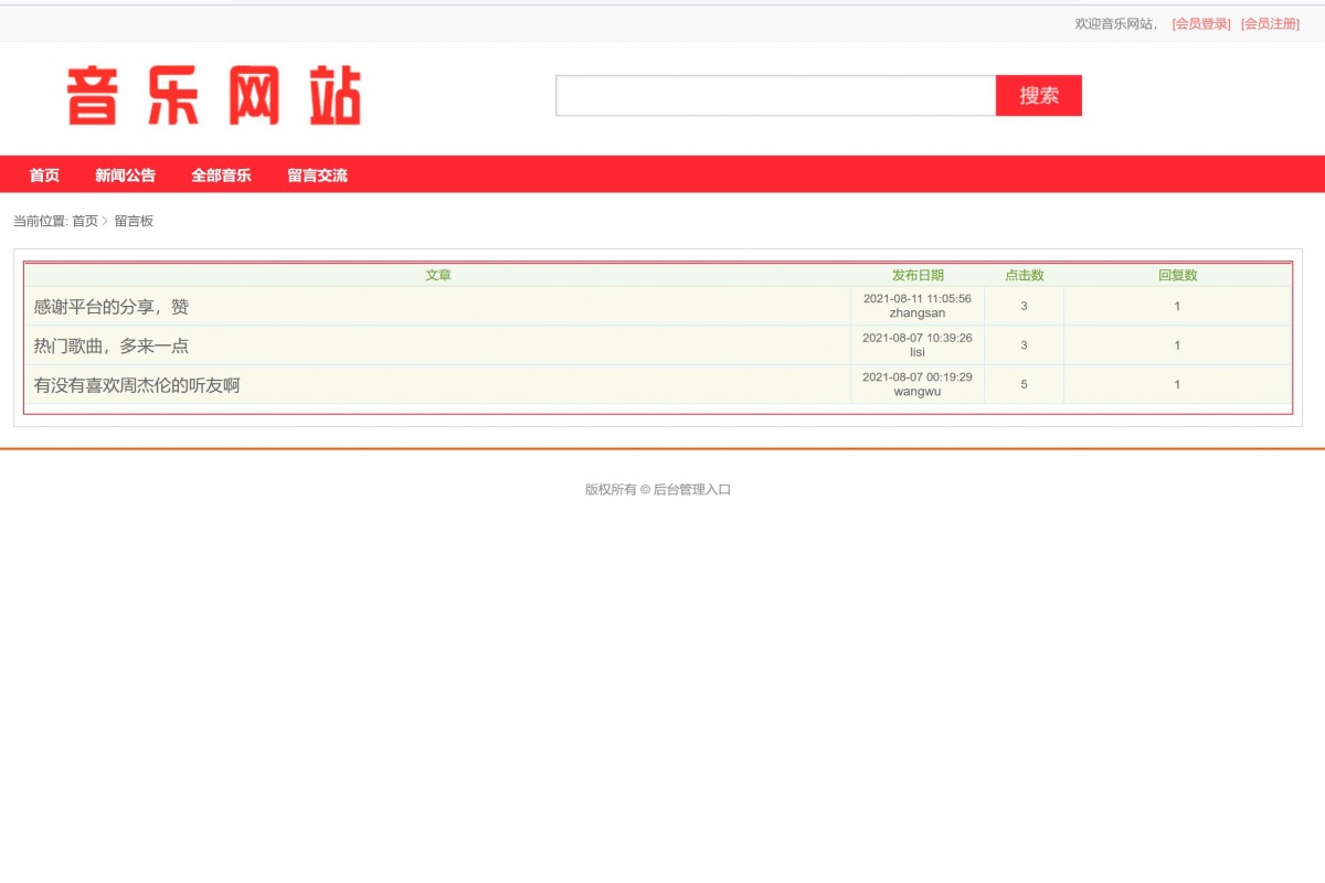 基于java（ssm）音乐网站管理系统