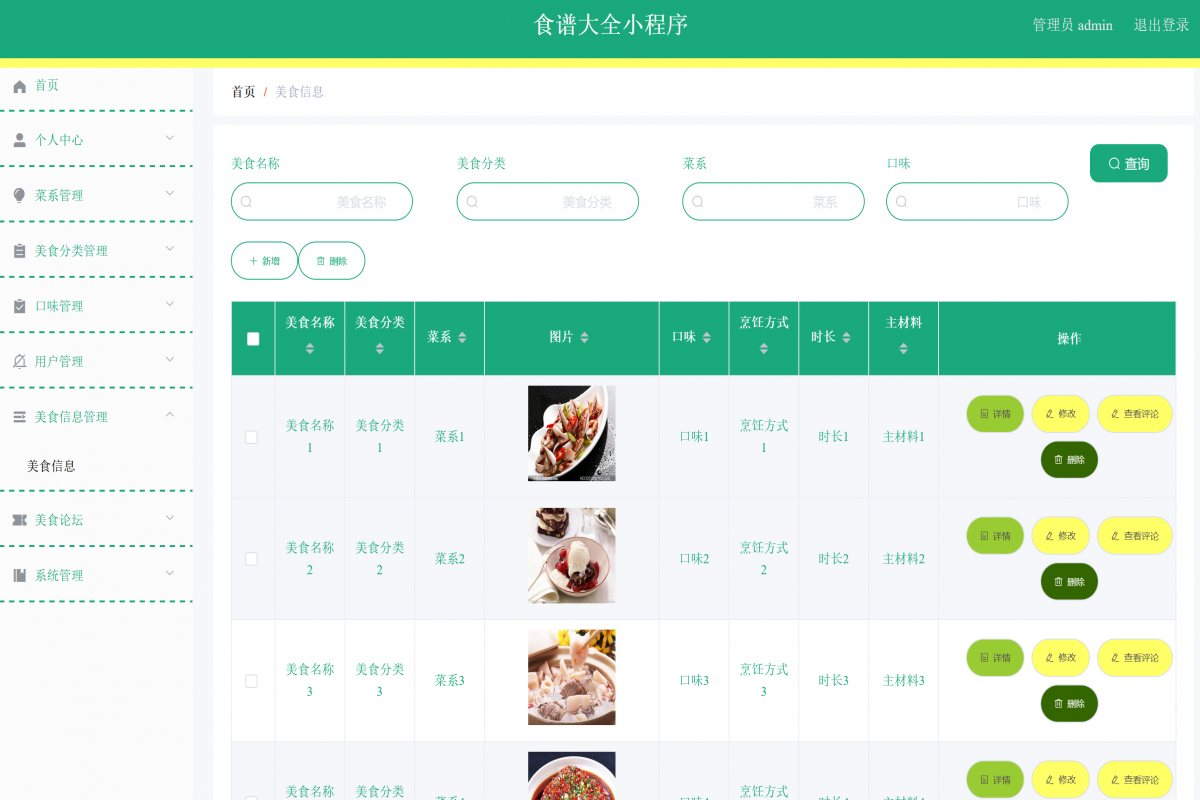 基于微信小程序食谱大全系统