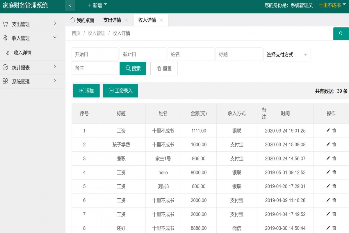 基于java(ssm)家庭财务管理系统