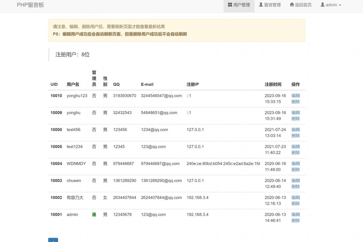 基于php校园留言板管理系统
