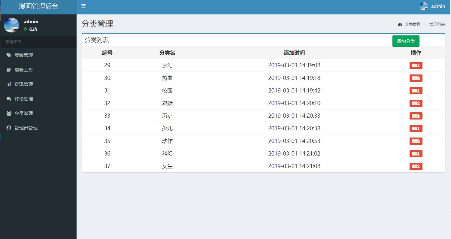基于php的漫画网站管理系统