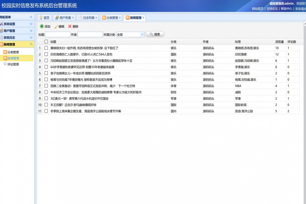 基于java(ssm)新闻发布管理系统