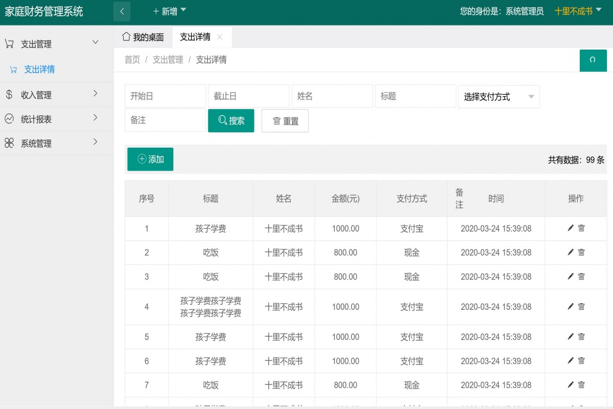 基于java(ssm)家庭财务管理系统