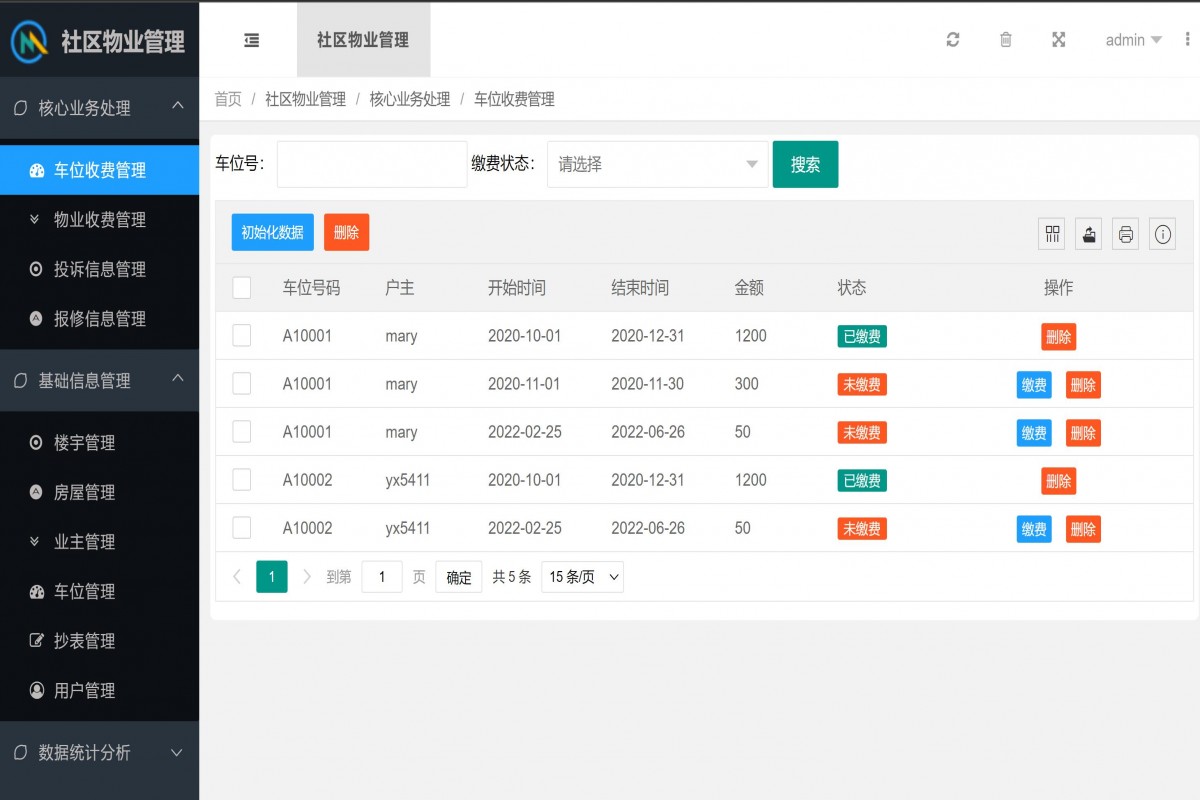 基于java（springboot）社区物业管理系统
